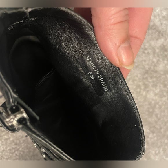 Rebecca minkoff studded buckle zip ankle bootie boots black leather 8 - Picture 6 of 6